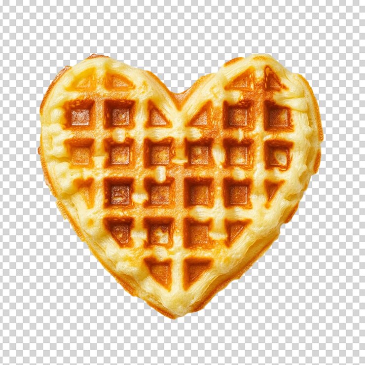 PSD corazón de waffle vista superior aislado en fondo blanco