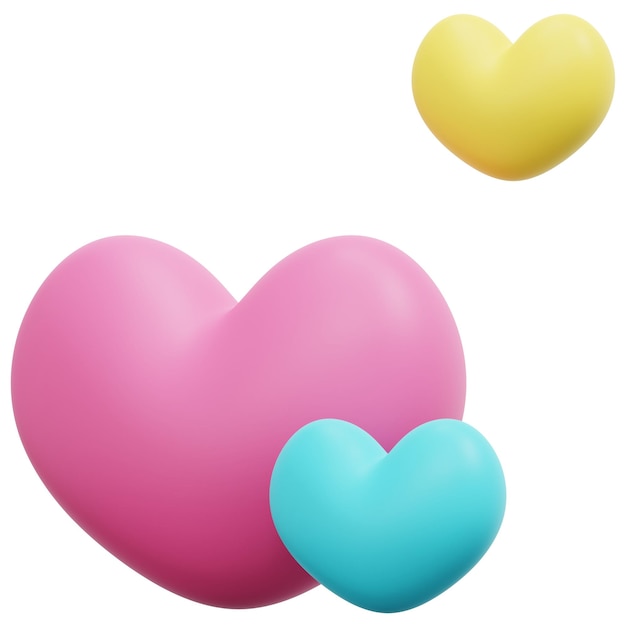 corazones 3d render icono ilustración