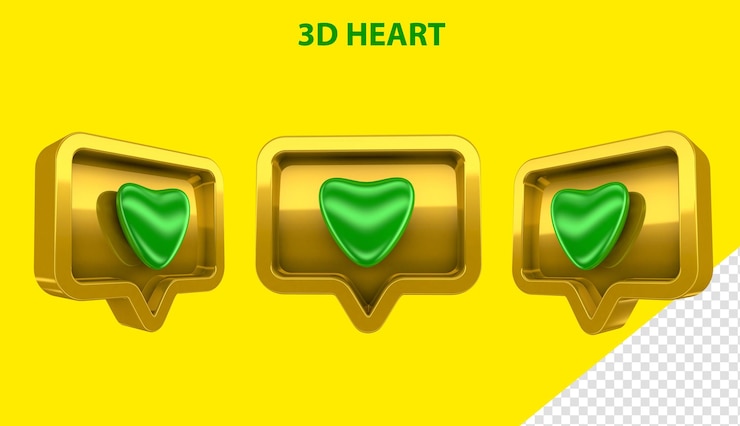 PSD corazones coloridos 3d render aislado para composición