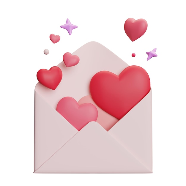 Corazones que salen de las letras gráfico en 3D