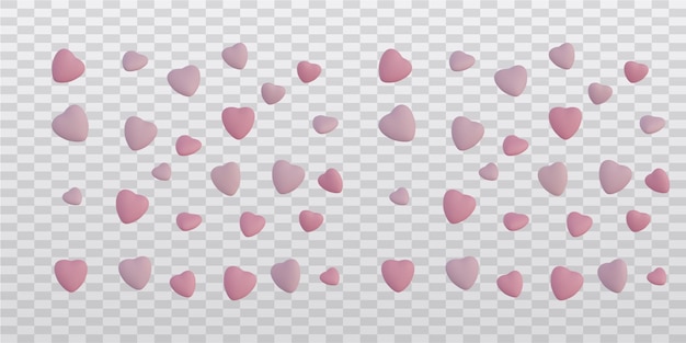 PSD corazones en una representación 3d de fondo transparente