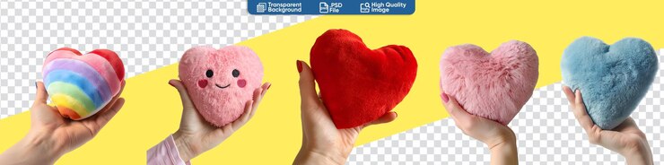 PSD los corazones suaves rosa rojo azul arco iris lgbt con cojín esponjoso