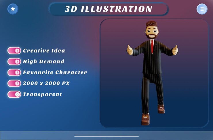 PSD corbata y traje de empresario de renderizado 3d