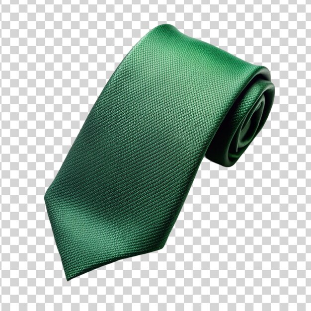 Corbata verde enrollada aislada sobre un fondo transparente
