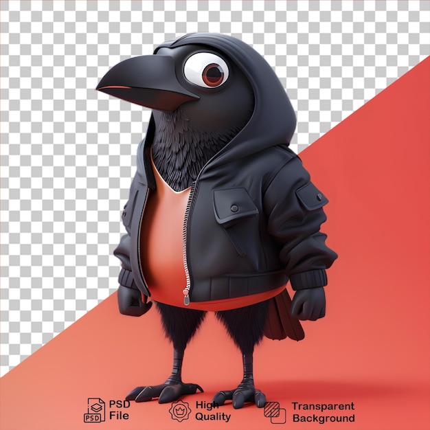 Un Corbeau De Dessin Animé Portant Une Veste Isolé Sur Un Fond Transparent Inclut Un Fichier Png