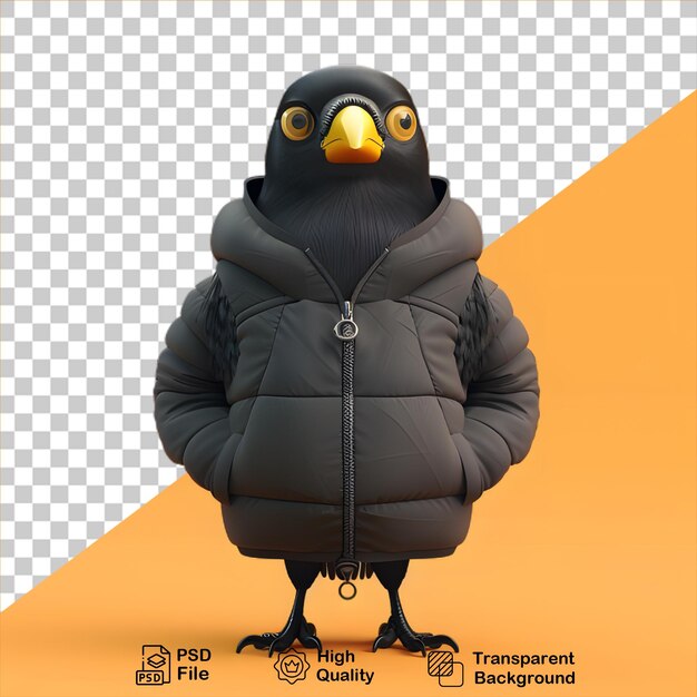 Un Corbeau De Dessin Animé Portant Une Veste Isolé Sur Un Fond Transparent Inclut Un Fichier Png