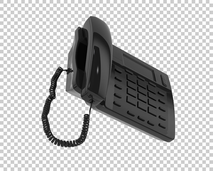 PSD cord phone isolated on transparent background 3d rendering illustration