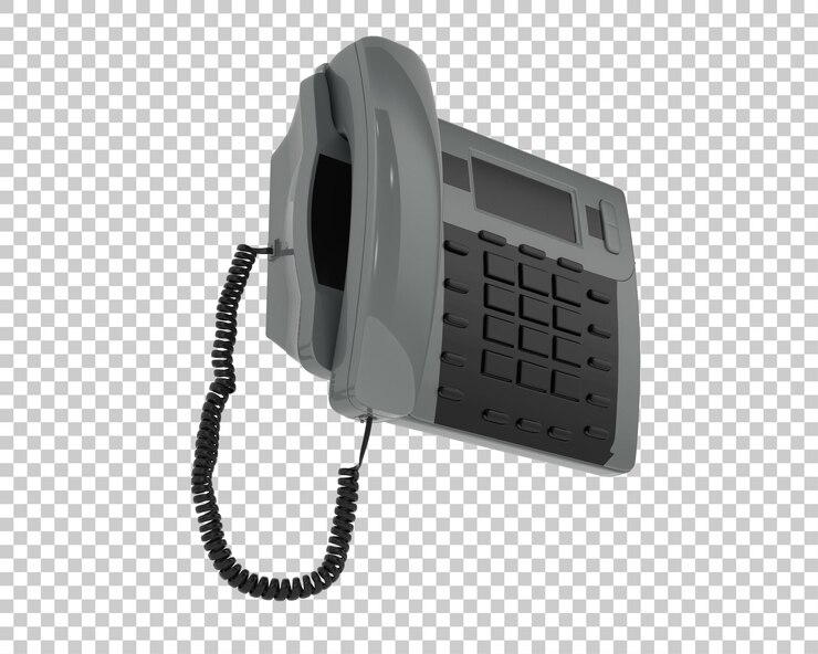 PSD cord phone isolated on transparent background 3d rendering illustration