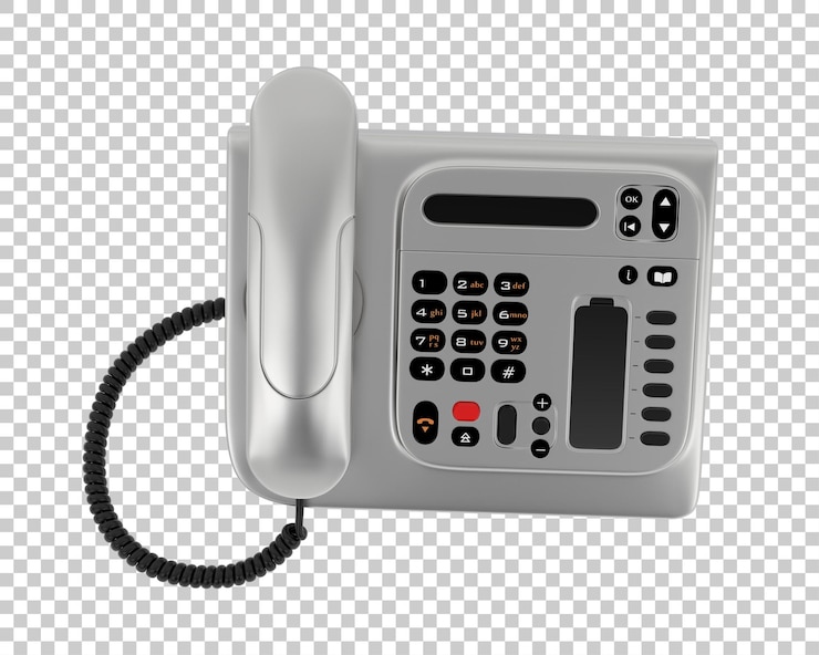 PSD cord phone isolated on transparent background 3d rendering illustration