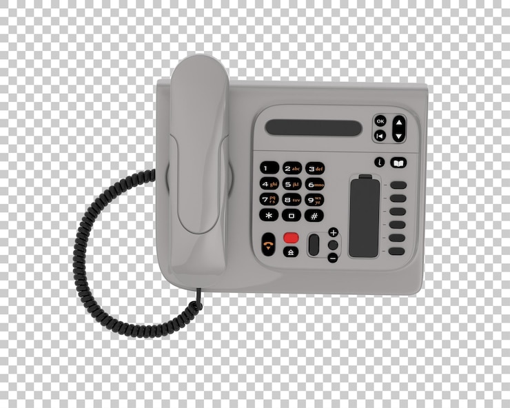 PSD cord phone isolated on transparent background 3d rendering illustration