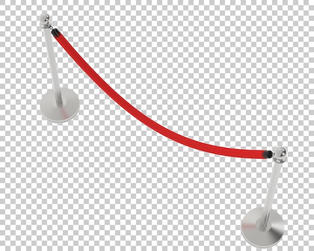 Corda de veludo vermelho na ilustração de renderização 3d de fundo transparente