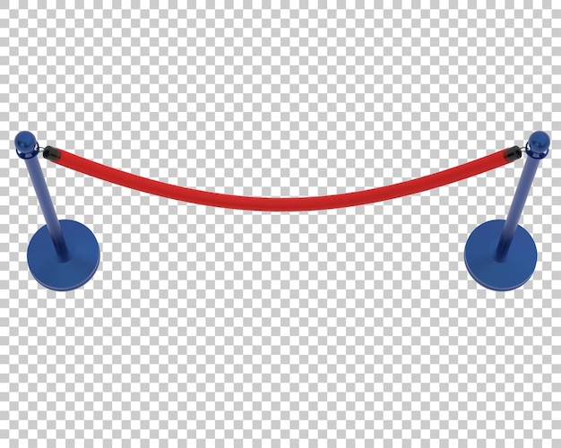 Corda de veludo vermelho na ilustração de renderização 3d de fundo transparente