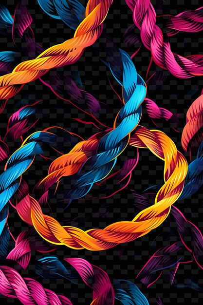 PSD cordas de neón brillantes collaje de cuerdas entrelazadas textura de la cuerda lig y2k textura forma arte de decoración de fondo