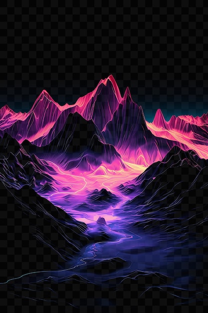 Una cordillera con colores púrpura y rosa