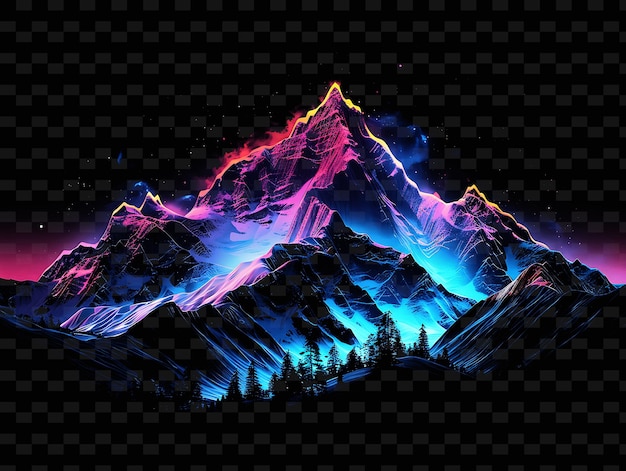 una cordillera con luces coloridas