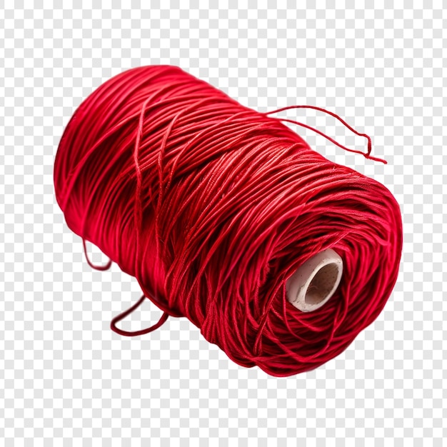 Cordón textil aislado en transparente para hilos de costura rojos