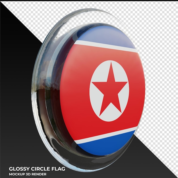 Coreia do norte0003 bandeira de círculo brilhante texturizado 3d realista