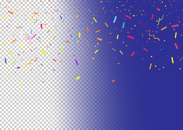 Coriandoli colorati isolati su sfondo trasparente.