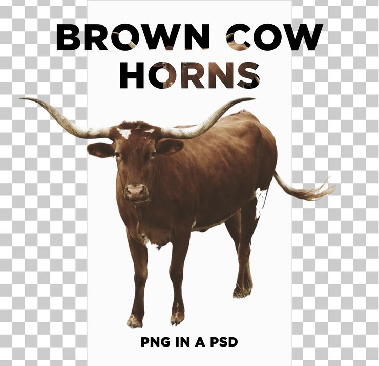 PSD les cornes de vache brune en png dans un psd