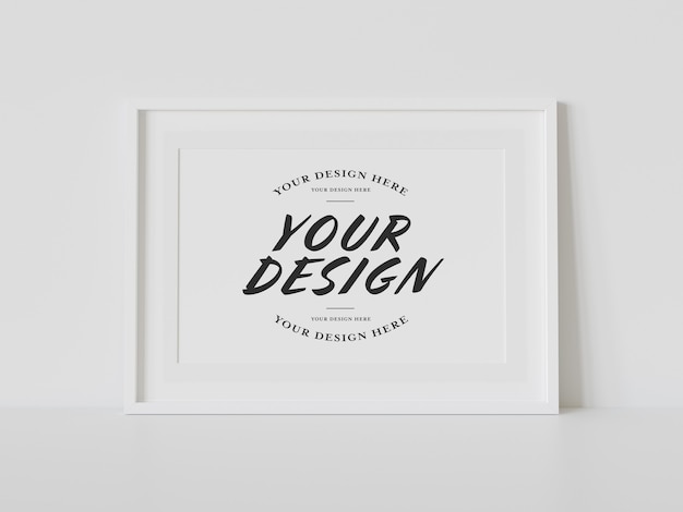 Cornice bianca che si appoggia su interni Mockup