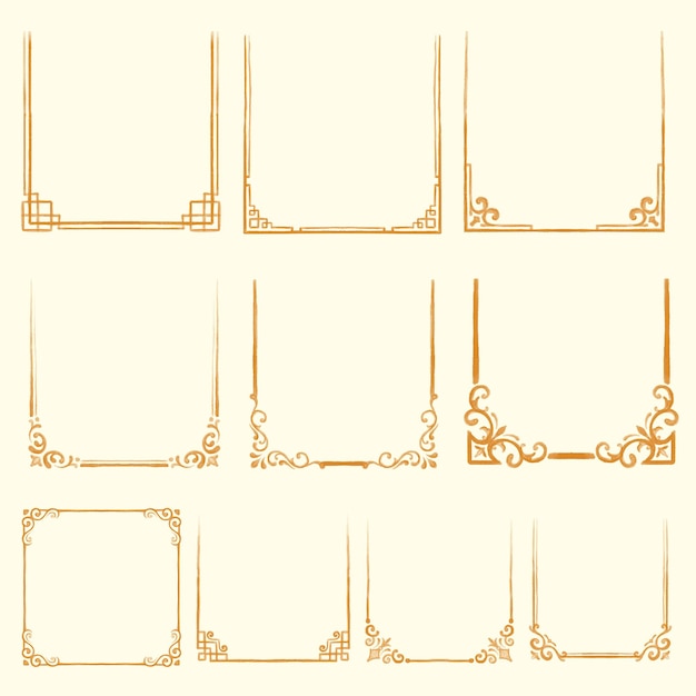 Cornice cinese ornamentale oro acquerello