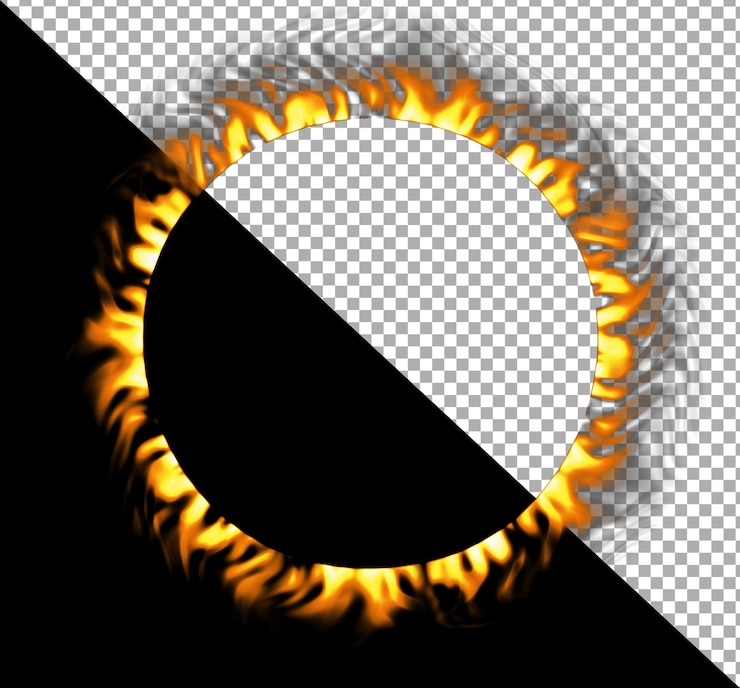 PSD cornice di fuoco rotonda fuoco eclisse di fuoco o vortice