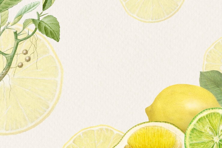 PSD cornice disegnata a mano con motivi di limone fresco naturale