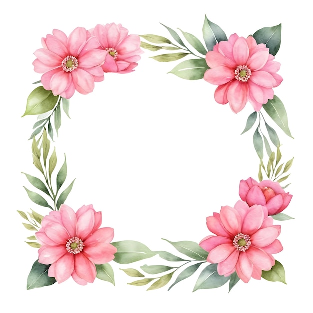 Cornice floreale rosa ad acquerello