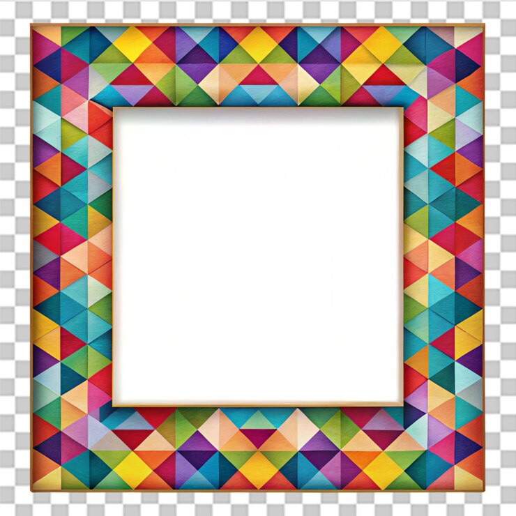 PSD cornice fotografica geometrica retro colorata isolata su uno sfondo trasparente