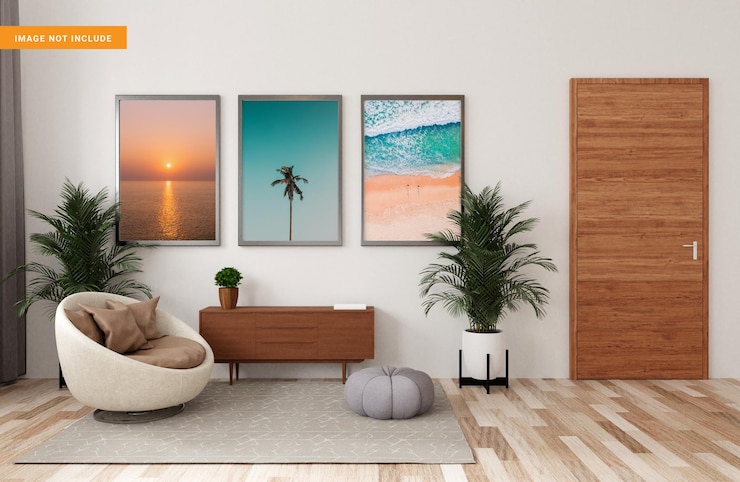 PSD cornice per foto per mockup su rendering 3d muro di cemento