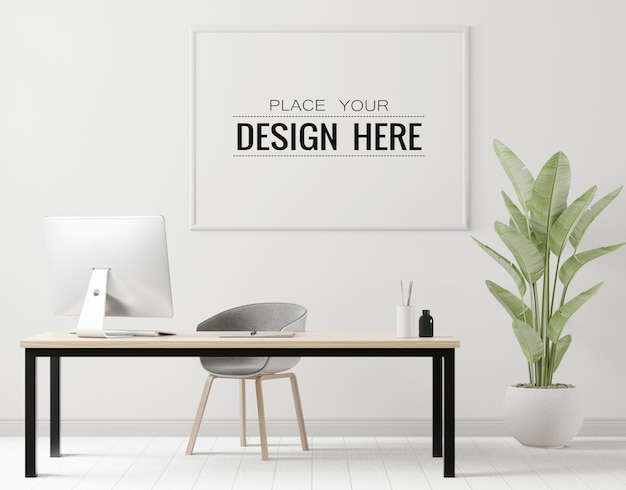 Cornice per manifesti in soggiorno Psd Mockup