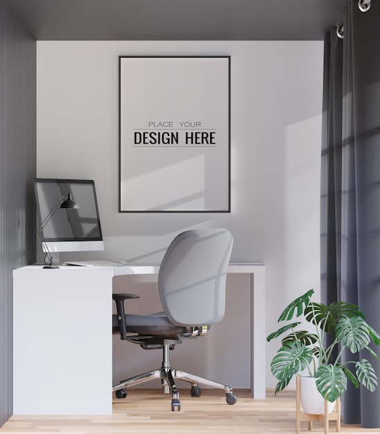Cornice per manifesti in soggiorno Psd Mockup