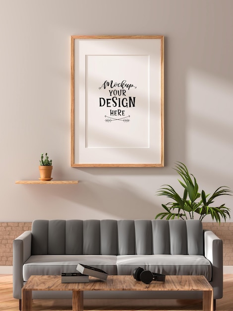 Cornice per manifesti in soggiorno Psd Mockup