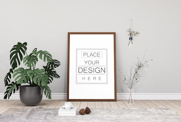 Cornice per manifesti in soggiorno Psd Mockup