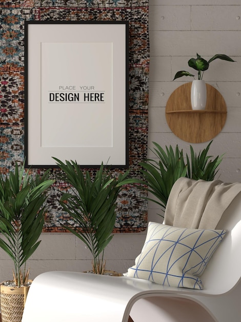 Cornice per manifesti in soggiorno Psd Mockup