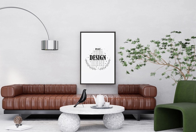 Cornice per manifesti in soggiorno Psd Mockup