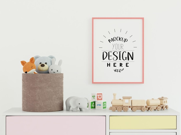 Cornice per poster in camera dei bambini Psd Mockup