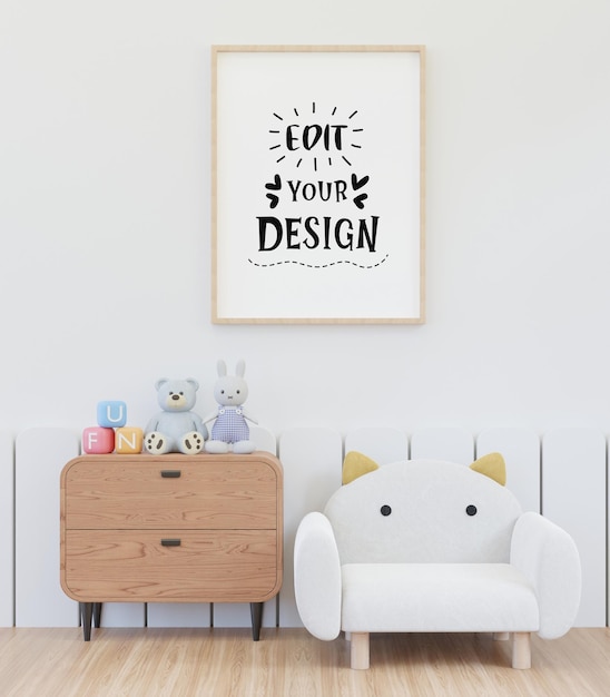 Cornice per poster in camera dei bambini Psd Mockup