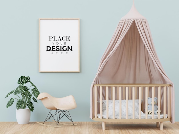 Cornice per poster in camera dei bambini Psd Mockup