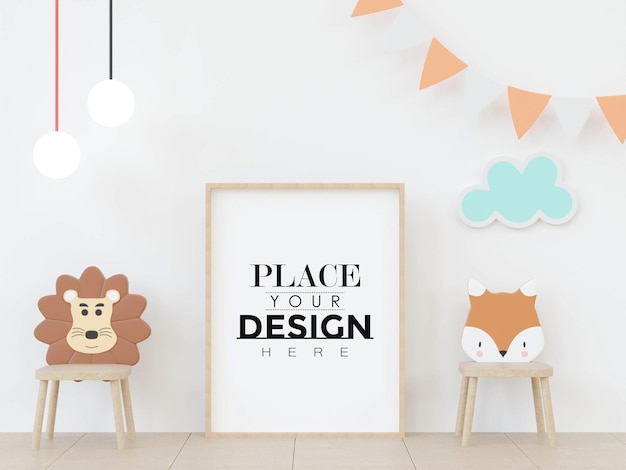 Cornice per poster in camera dei bambini Psd Mockup