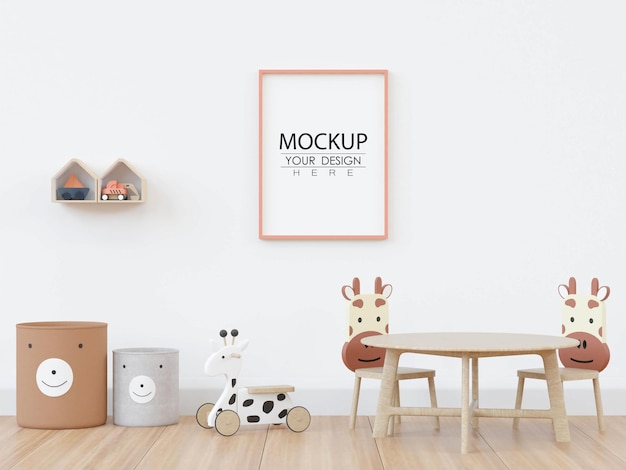 Cornice per poster in camera dei bambini Psd Mockup