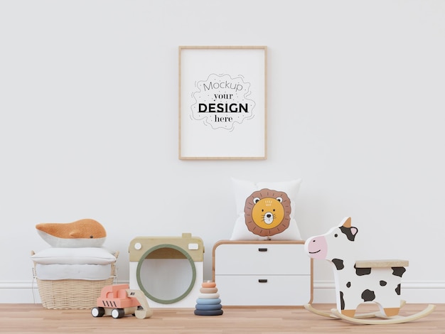 Cornice per poster in camera dei bambini Psd Mockup
