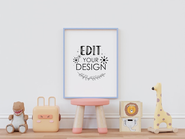 Cornice per poster in camera dei bambini Psd Mockup