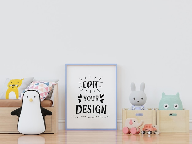 Cornice per poster in camera dei bambini Psd Mockup