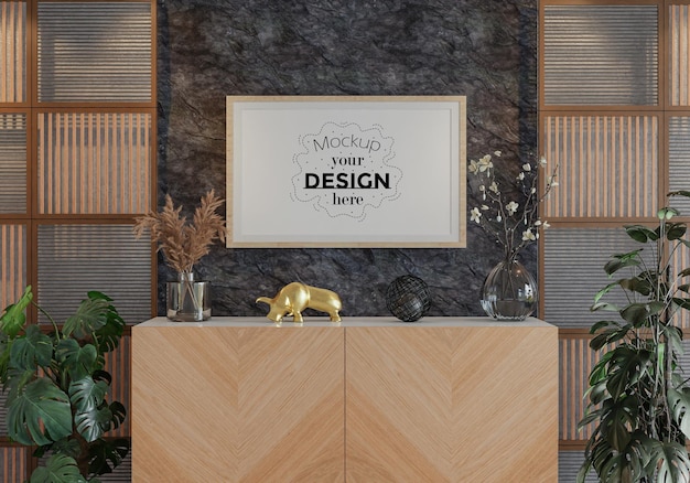 Cornice per poster in soggiorno Mockup Psd