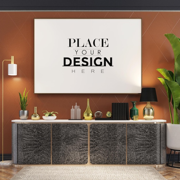 Cornice per poster in soggiorno Mockup
