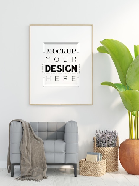Cornice per poster in soggiorno Mockup