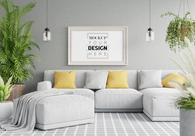 Cornice per poster in soggiorno Mockup