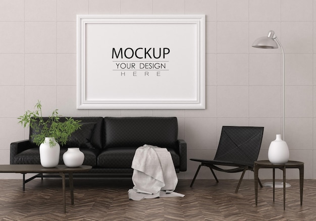 Cornice per poster in soggiorno Mockup