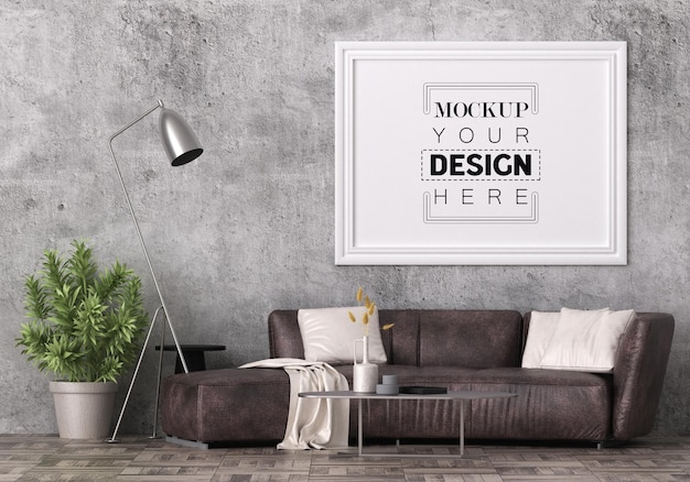 Cornice per poster in soggiorno Mockup